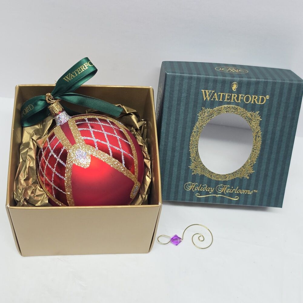 Waterford Holiday Heirlooms Avoca Red Ball Christmas Ornament Winter Wonderland